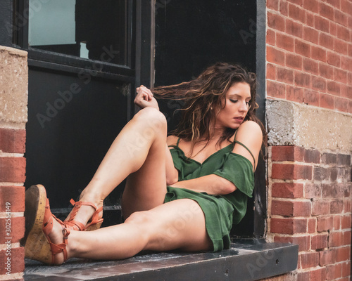 Beautiful young woman model on Kansas City Streets