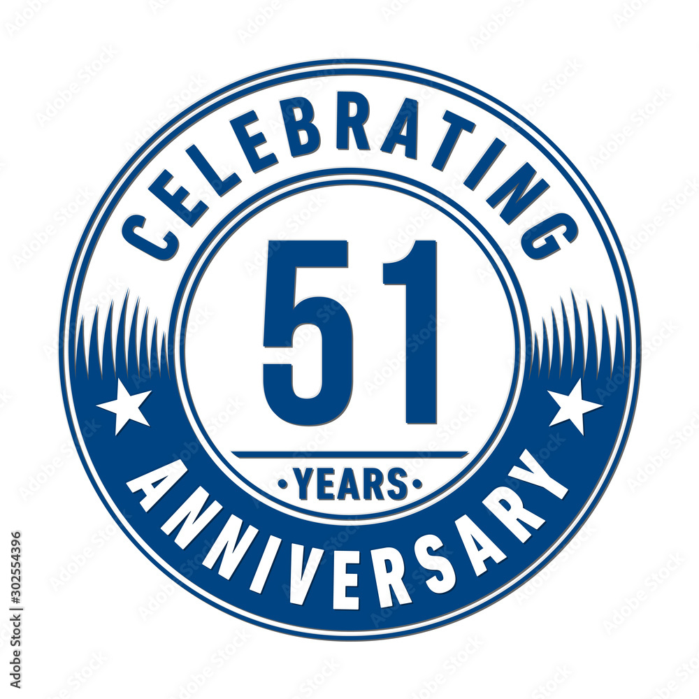 51 years anniversary celebration logo template. Vector and illustration.