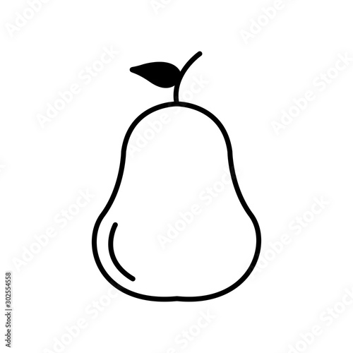 Isolated pear fruit line design