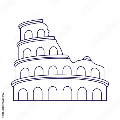 Roman colosseum icon, flat design