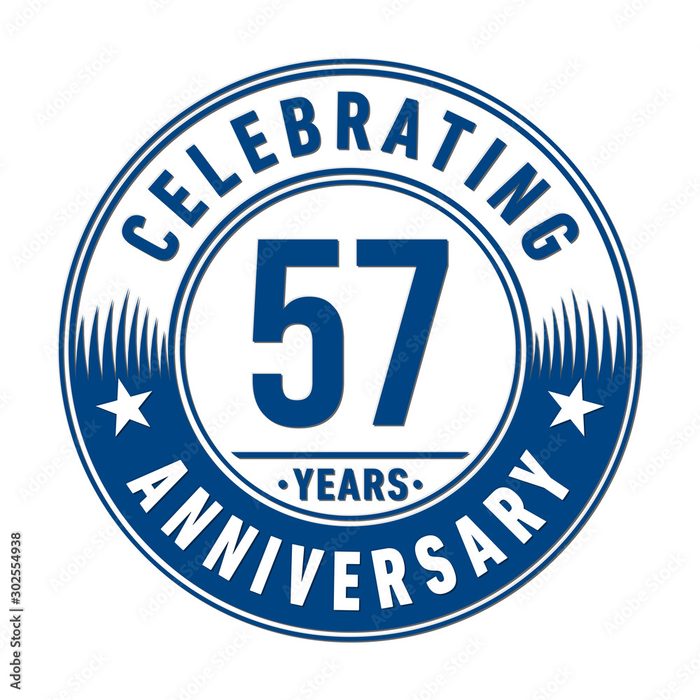 57 years anniversary celebration logo template. Vector and illustration.