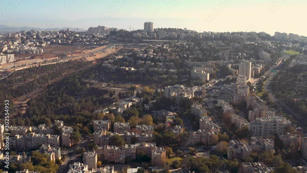 Jerusalem city streets, Israel, 4k aerial drone view Jerusalem city streets, Israel, 4k aerial drone view