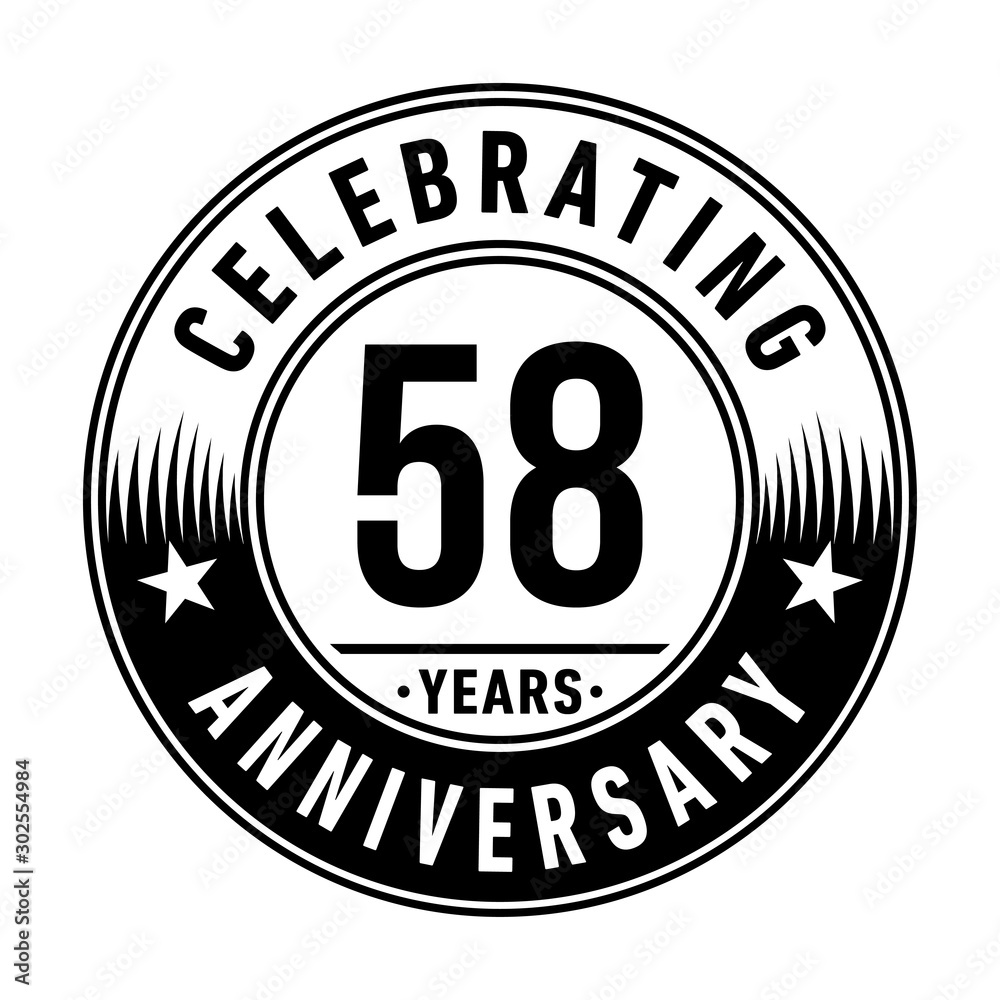 58 years anniversary celebration logo template. Vector and illustration.