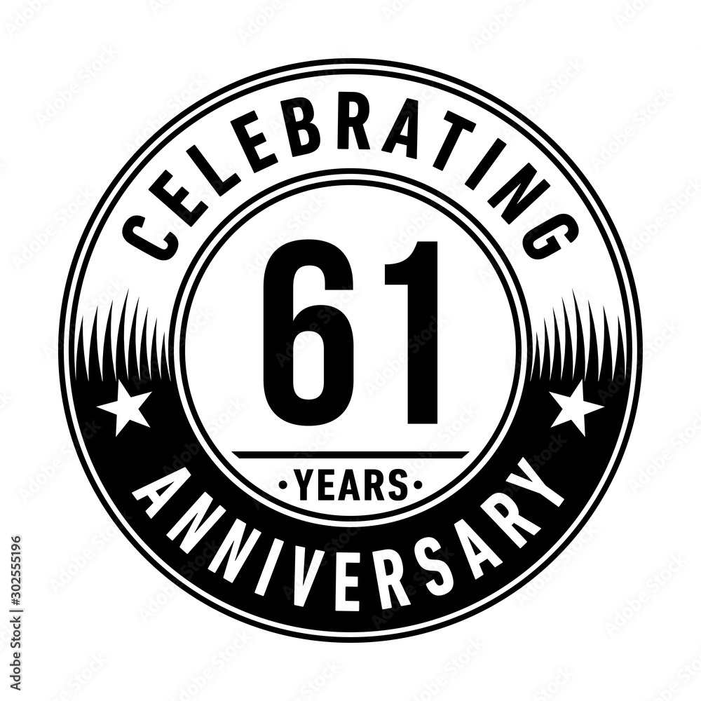 61 years anniversary celebration logo template. Vector and illustration.