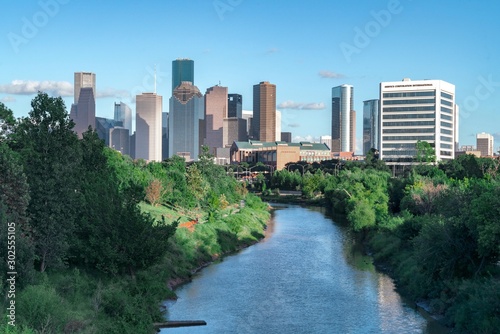Buffalo Bayou in Houston with Skyline