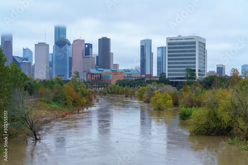 Buffalo Bayou river after Houston flood