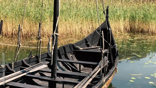 Wooden Viking Ship Knarr Docked photo