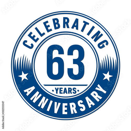 63 years anniversary celebration logo template. Vector and illustration.