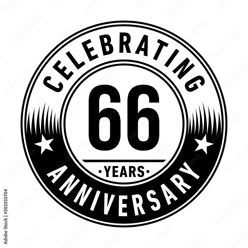 66 years anniversary celebration logo template. Vector and illustration.