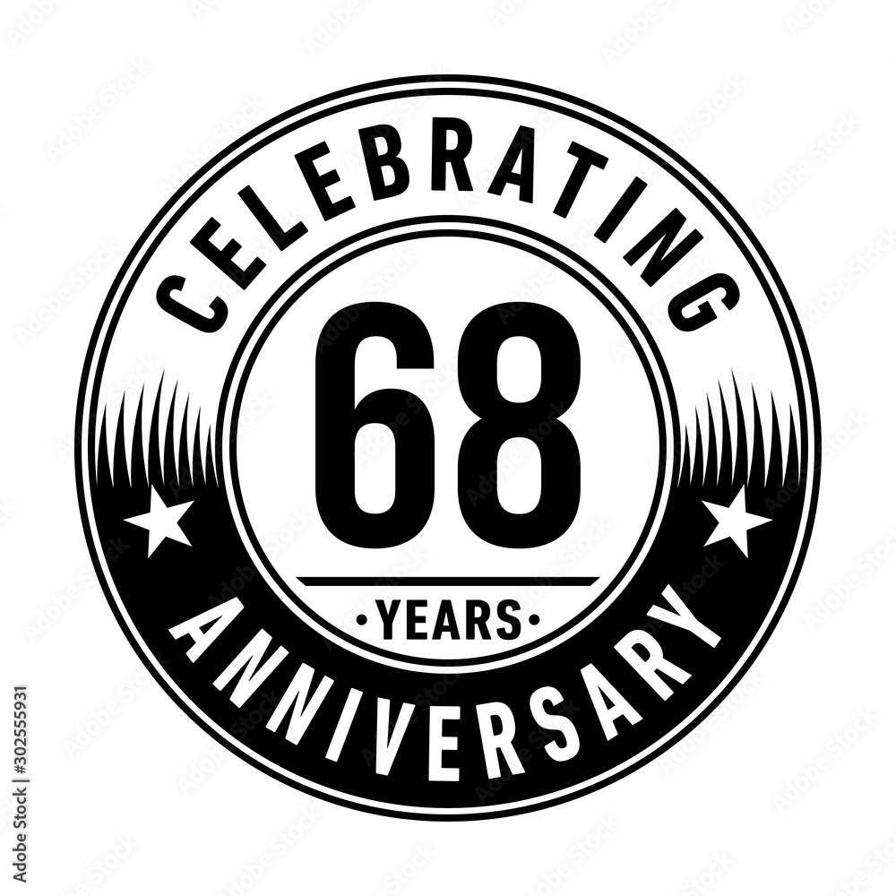 68 years anniversary celebration logo template. Vector and illustration.