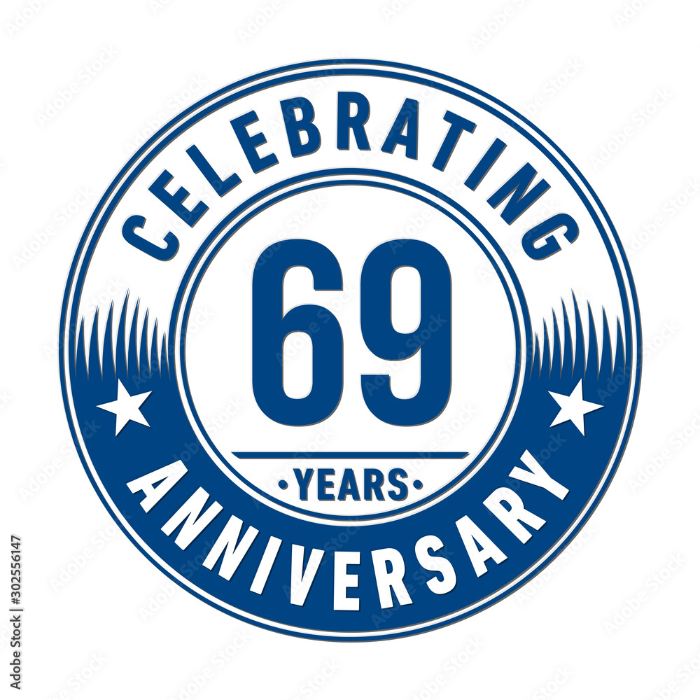 69 years anniversary celebration logo template. Vector and illustration.