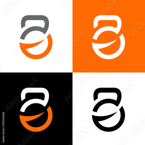 Gym and fitness club logo, kettlebell symbol, vector illustration design