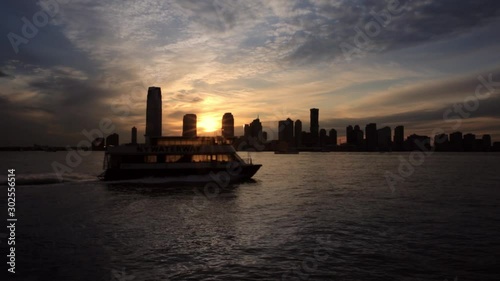 New York Ferry - Sunset skyline 