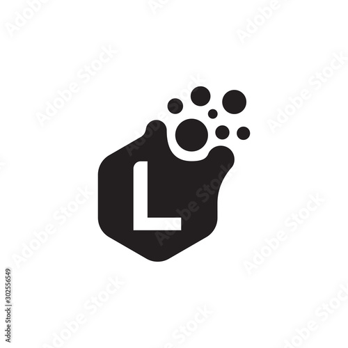 L dots logo design template. Hexagon L icon. L Letter Logo Vector.