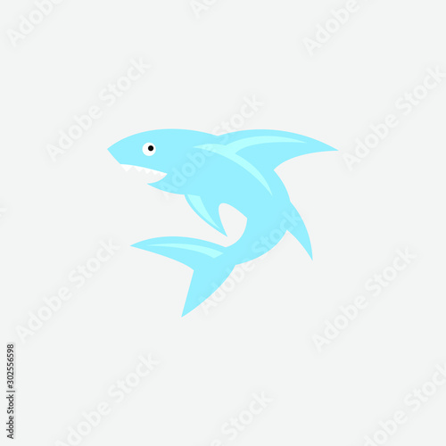 Shark logo template. A cute shark front face  diving School   scuba club  Snorkeling equipment shop