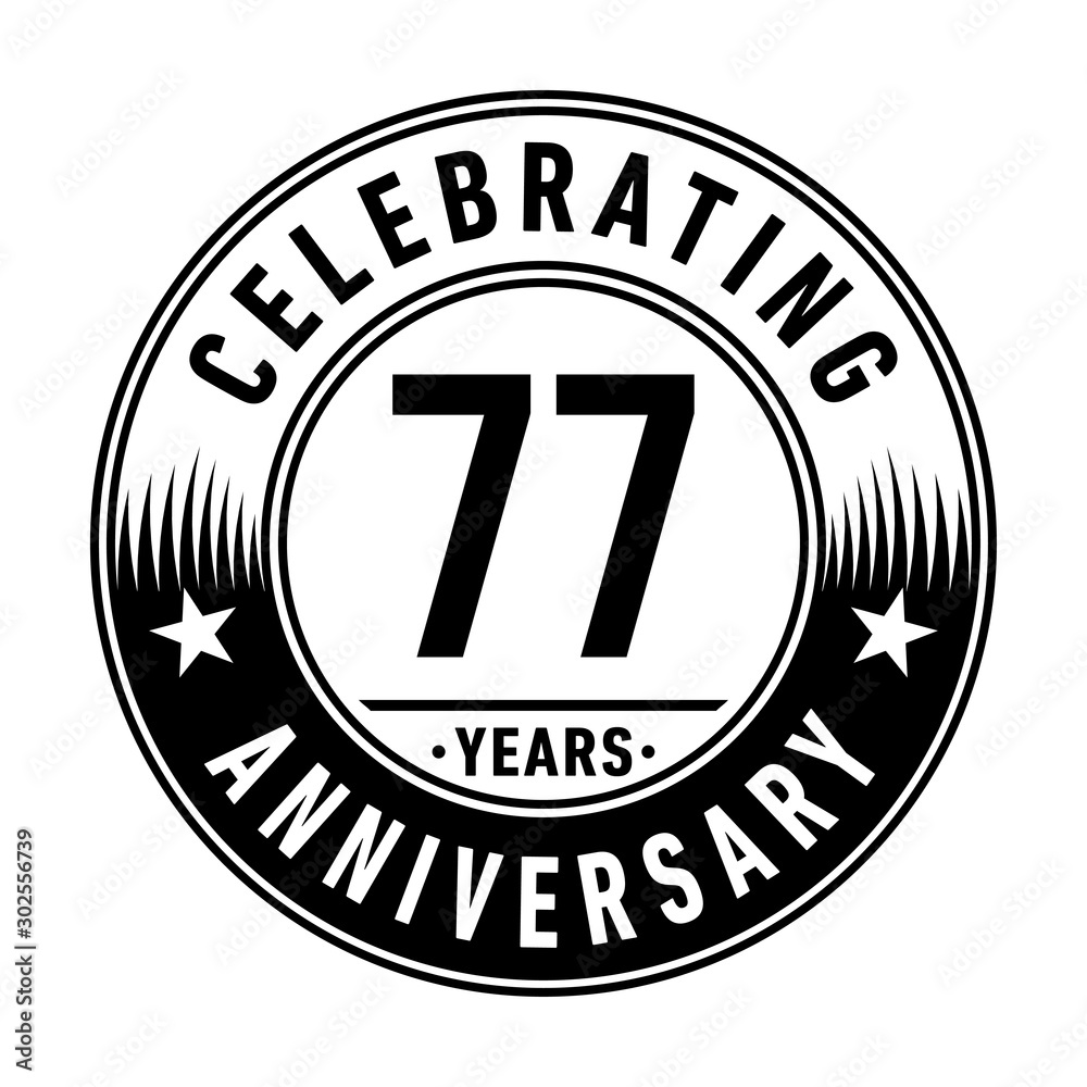 77 years anniversary celebration logo template. Vector and illustration.