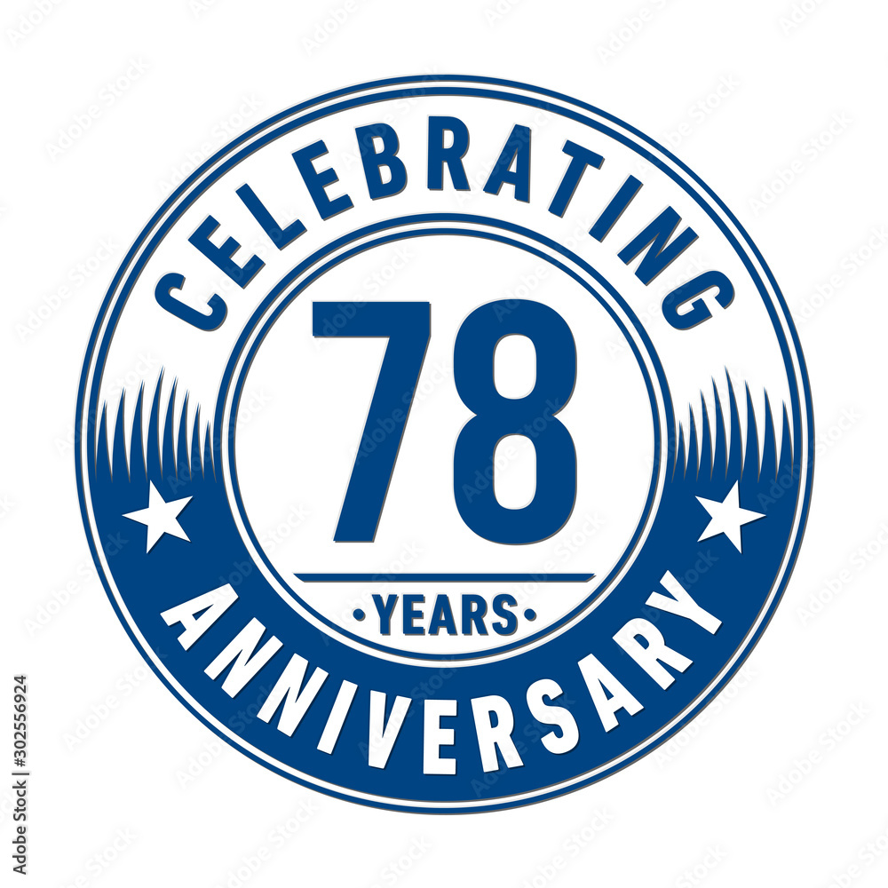 78 years anniversary celebration logo template. Vector and illustration.