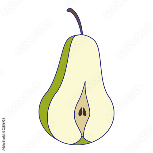 half pear icon, colorful design
