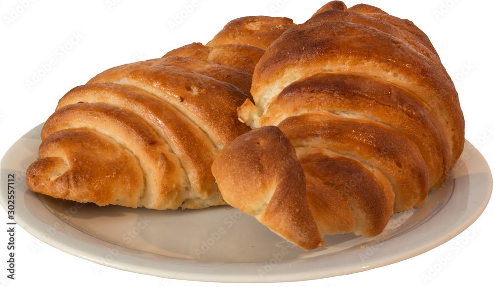 croissant fatti in casa sopra un piatto con sfondo bianco croissant fatti in casa sopra un piatto con sfondo bianco