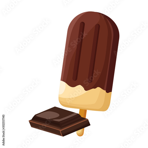chocolate ice lolly icon, flat design