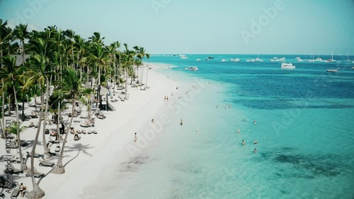 amazing aerial view of a wonderful exotic tropical caribbean beach in Punta Cana, Dominican Republic photo