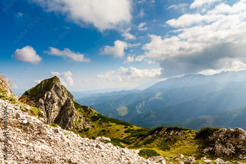 Mountain trail from Giewont to another peak. Beautiful mountains. Poland
