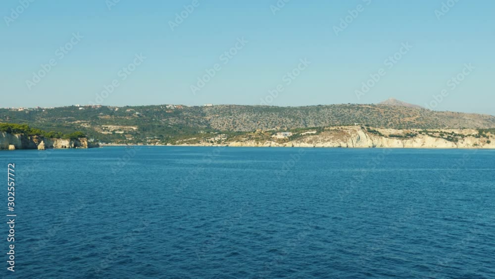 view from the cruise ship to the coast of Greece view from the cruise ship to the coast of Greece