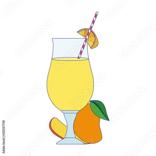 mango juice glass icon, colorful design