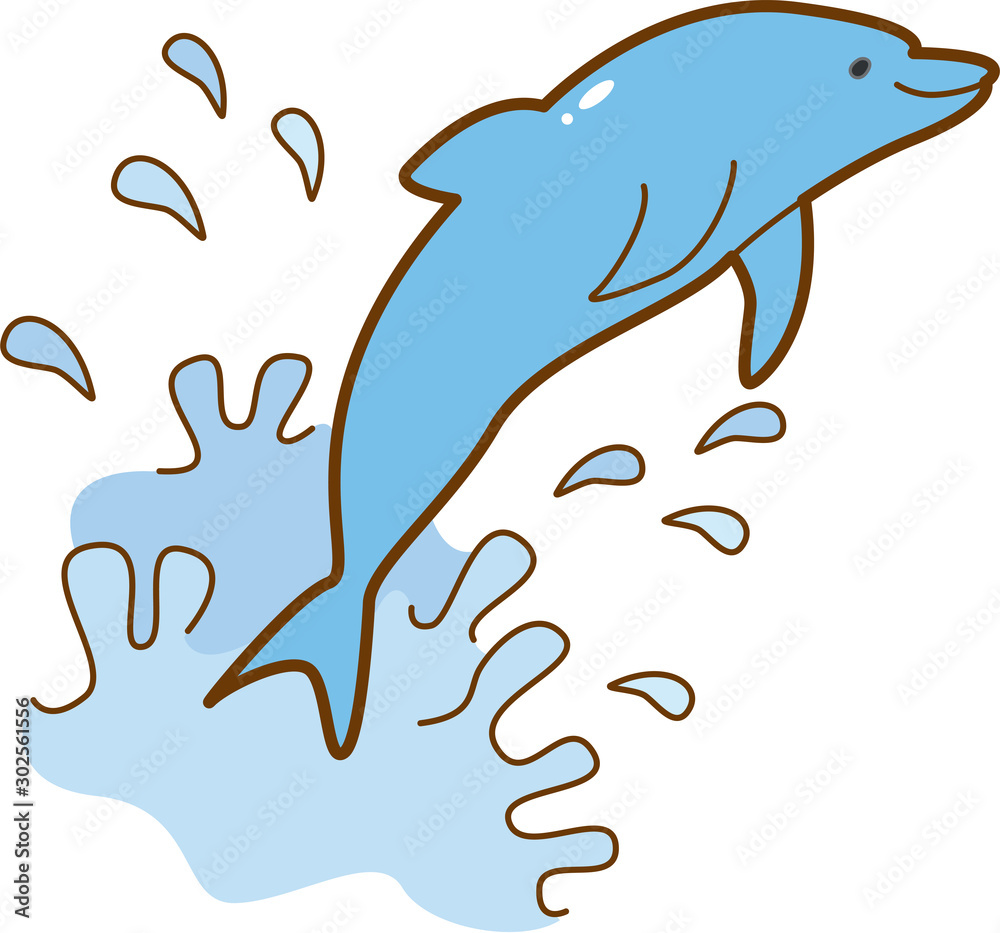 イルカショー イルカ 水族館 可愛い 飛ぶ 水しぶき シンプル Stock Vector Adobe Stock