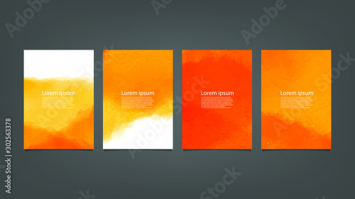 Orange watercolor Brochure template for you design,vector.