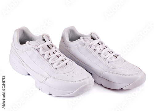 White sneakers isolated on a white background.