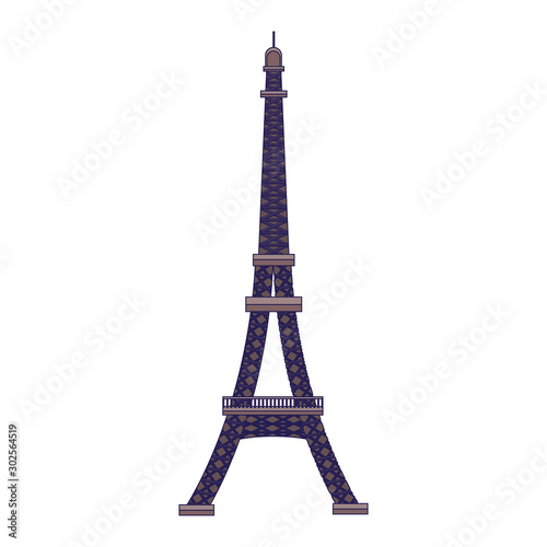 eiffel tower icon, flat design