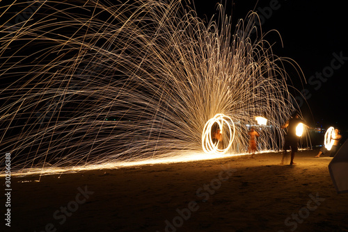 fire show in the night at Koh Chang Thailand