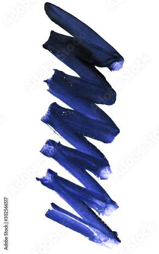 Dark blue strokes of paint on white background