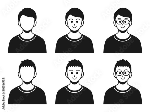 私服の男性のアイコンセット