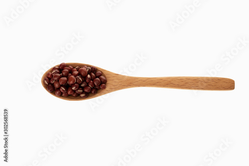 china red bean in spoon with white background