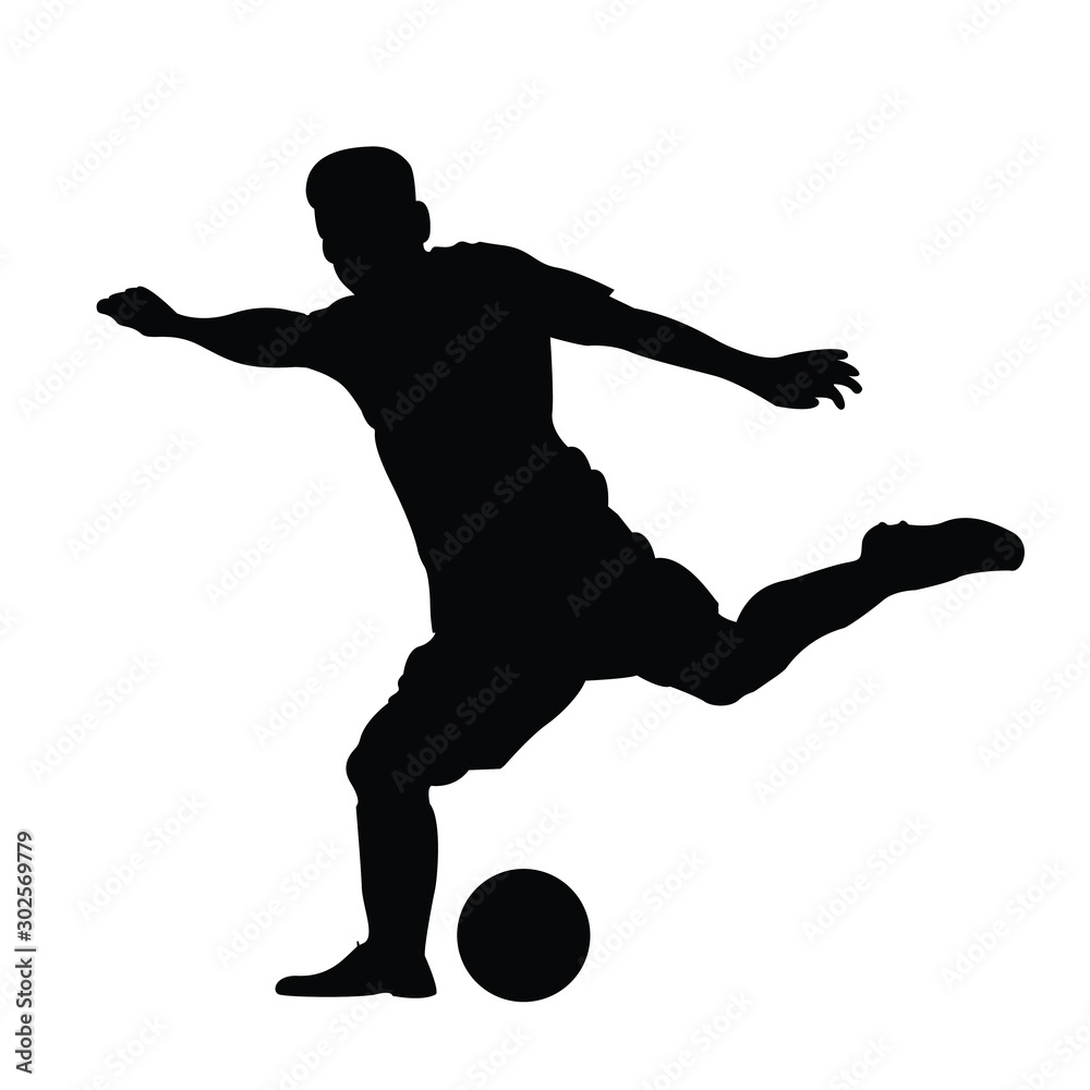 Soccer.Football player action. Abstract vector illustration of football player silhouette Soccer.Football player action. Abstract vector illustration of football player silhouette