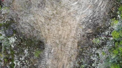 On the top view of forest road