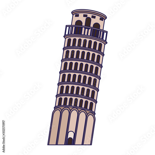 pisa tower icon, flat design