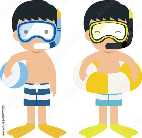 水着の男の子のイラスト