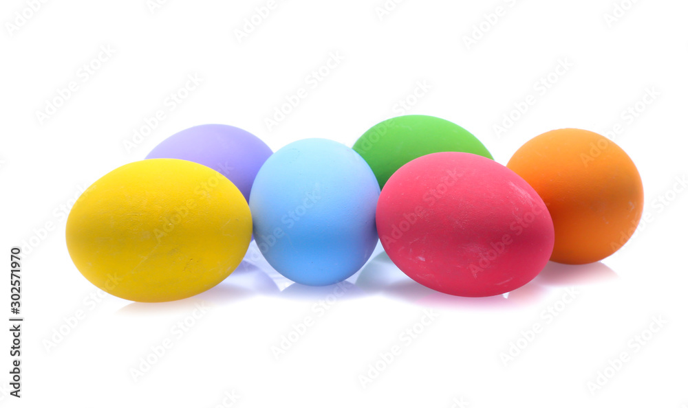 Perfect colorful handmade easter eggs isolated on a white