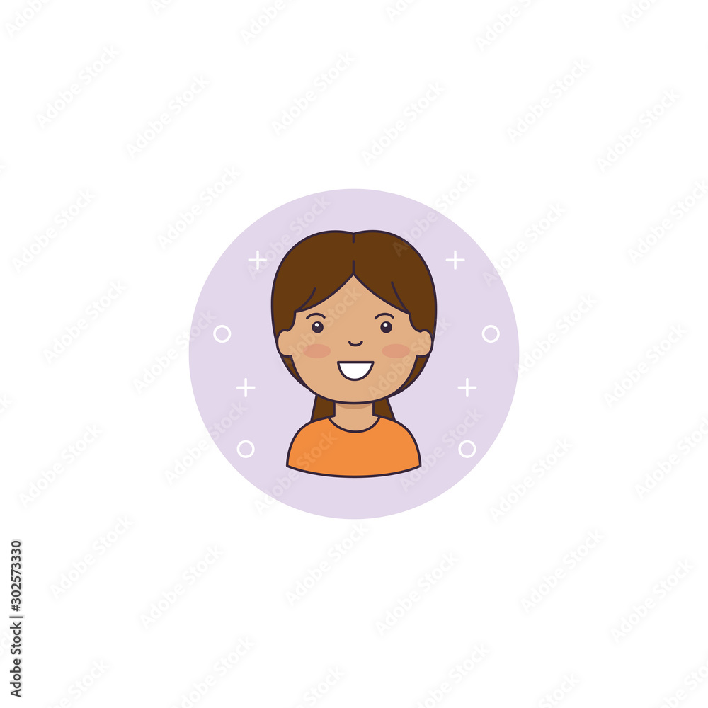 Isolated girl cartoon icon detailed design Isolated girl cartoon icon detailed design