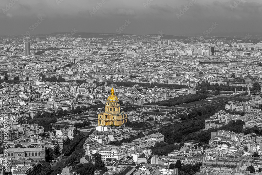  Aerial view of Dome des Invalids, Paris, France