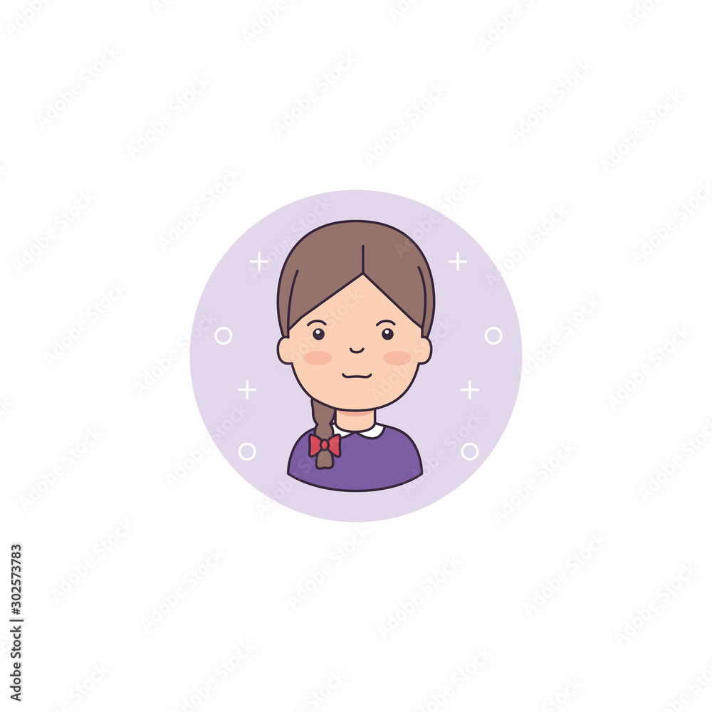 Isolated girl cartoon icon detailed design Isolated girl cartoon icon detailed design