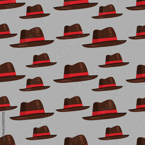 fedora hat seamless pattern vector illustration background photo