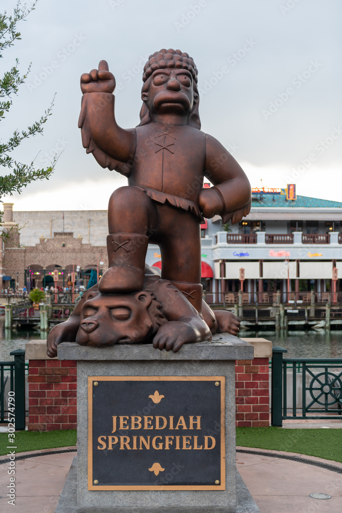 Jebediah Springfield statue at Universal Studios Florida, USA Stock