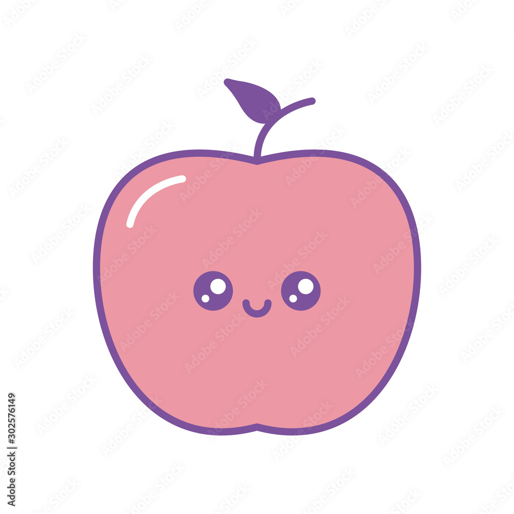 Obraz premium Isolated kawaii apple icon fill design