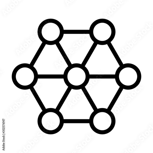 Network monitoring or social network line art vector icon for apps and websites