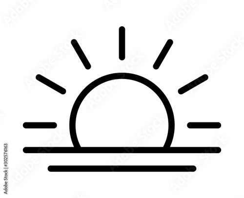 Sunrise in the morning or sunset at dusk line art vector icon for apps and websites
