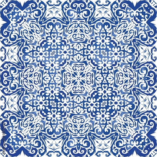 Ethnic ceramic tile in portuguese azulejo.